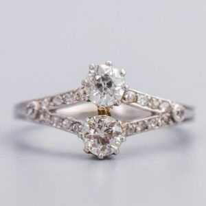Platinum Antique Two Stone Diamond Ring
