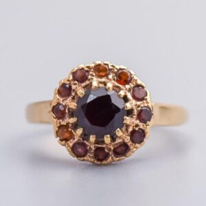 9K Gold Garnet Cluster Ring