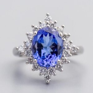 Platinum Tanzanite and Diamond Ring
