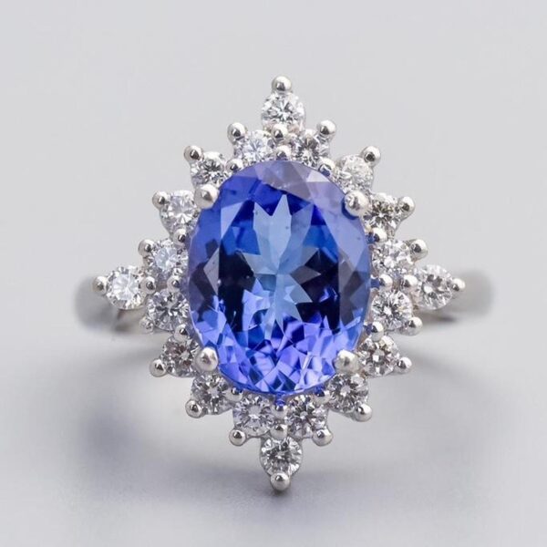 Platinum Tanzanite and Diamond Ring