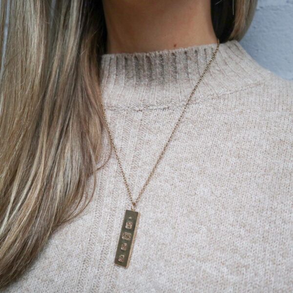 9K Gold Queen Elizabeth Silver Jubilee Ingot Necklace