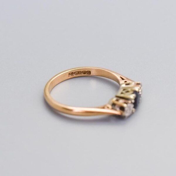 9K Gold Sapphire and Diamond Ring