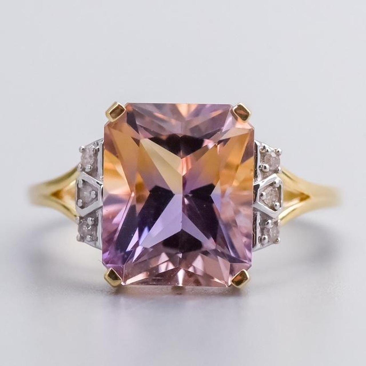 10K Gold Ametrine & Diamond Ring