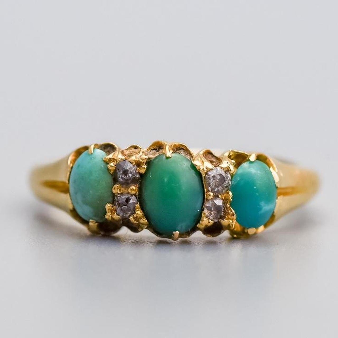 18K Gold Victorian Turquoise Ring