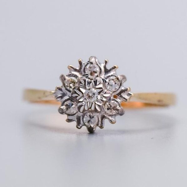 9K Gold Diamond Cluster Ring