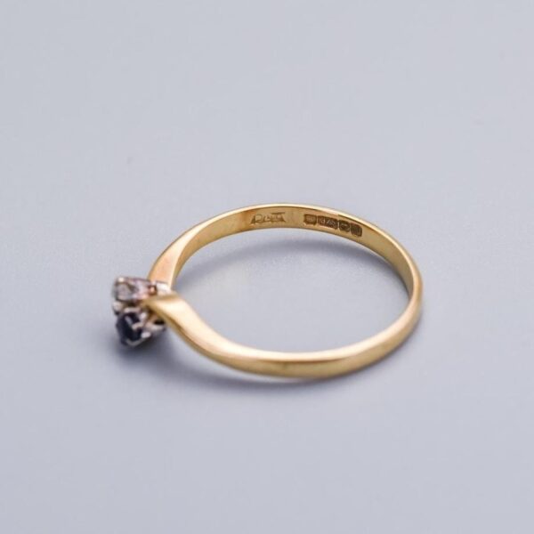 9K Gold Sapphire and Diamond Ring