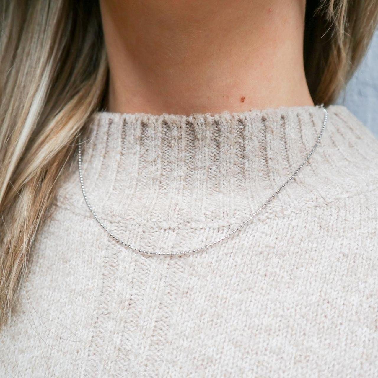 18K White Gold Ball Chain Necklace