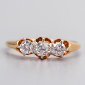 18K Gold Antique Diamond Trilogy Ring