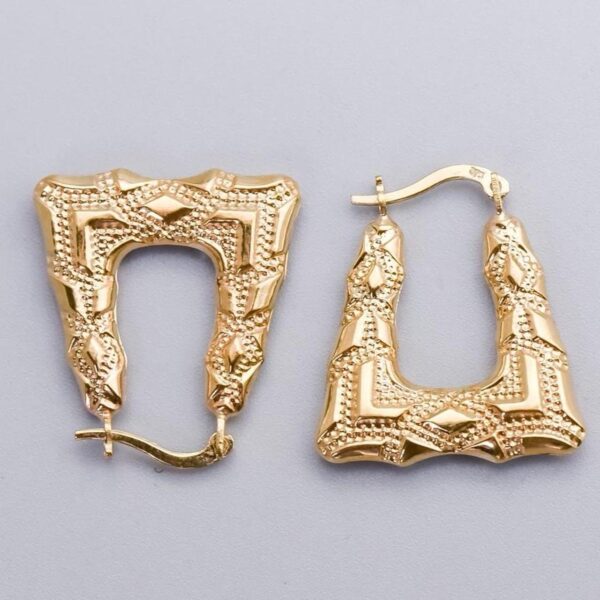 9K Gold Textured Handbag Earrings