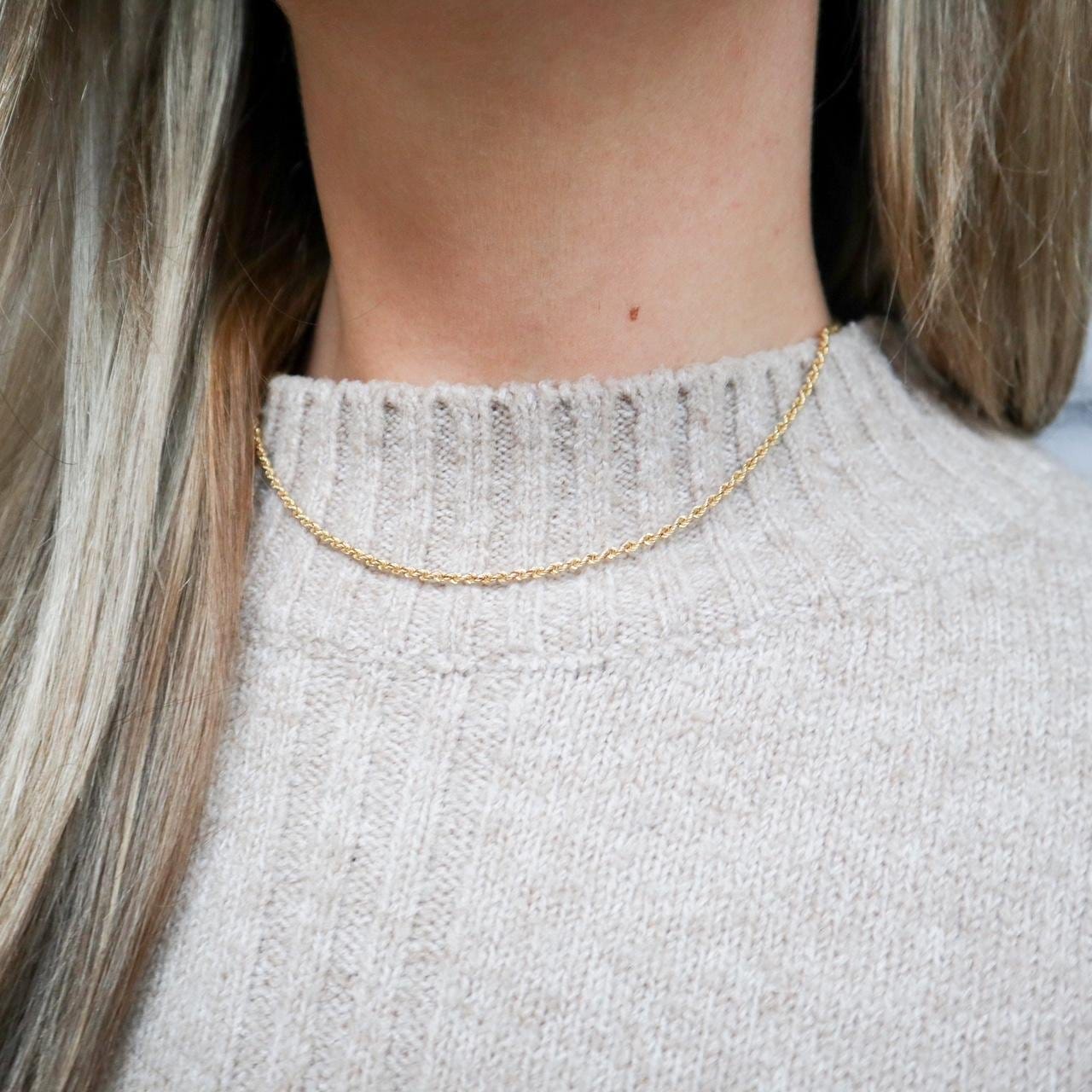 9K Gold Rope Chain Necklace
