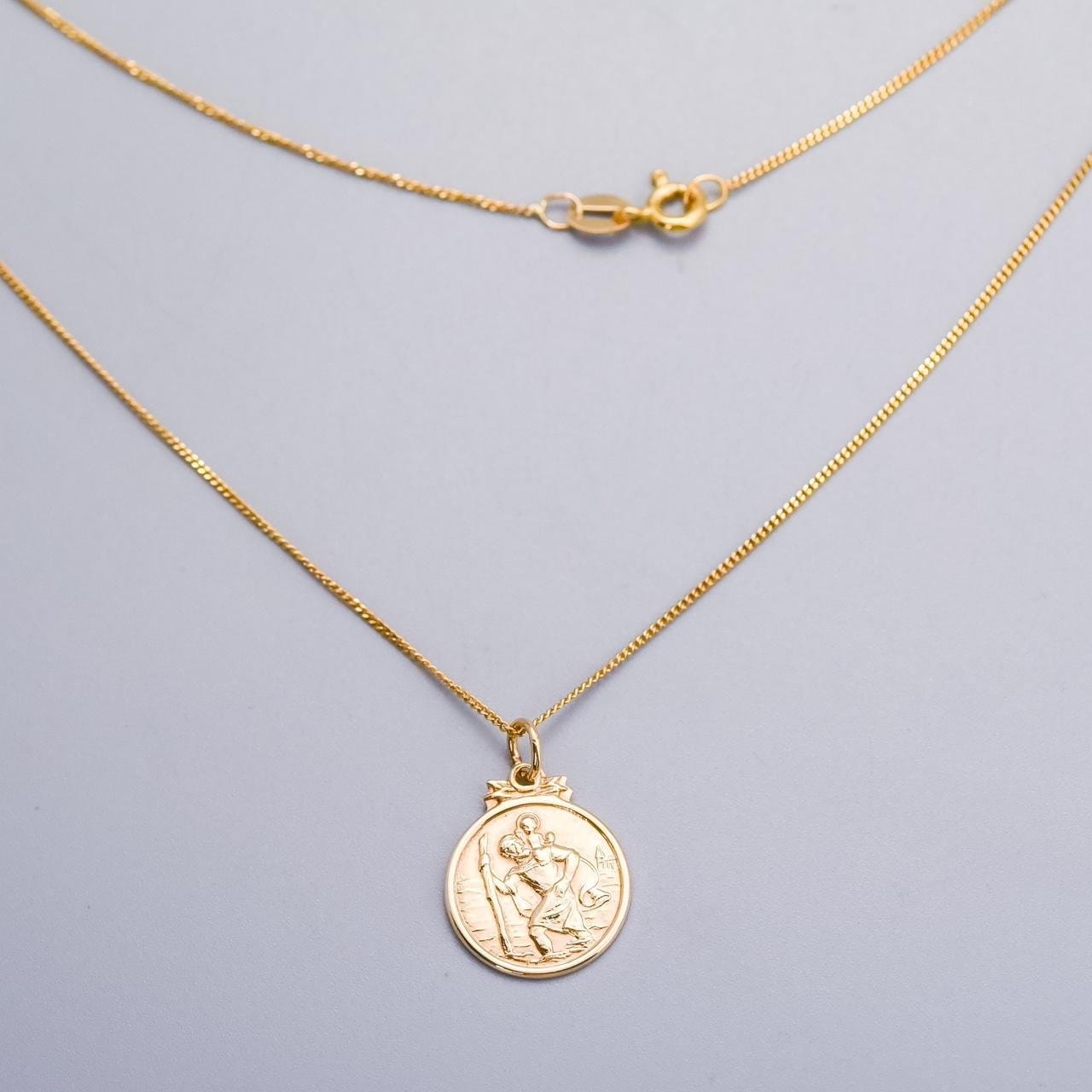 9K Gold St. Christopher Pendant Necklace