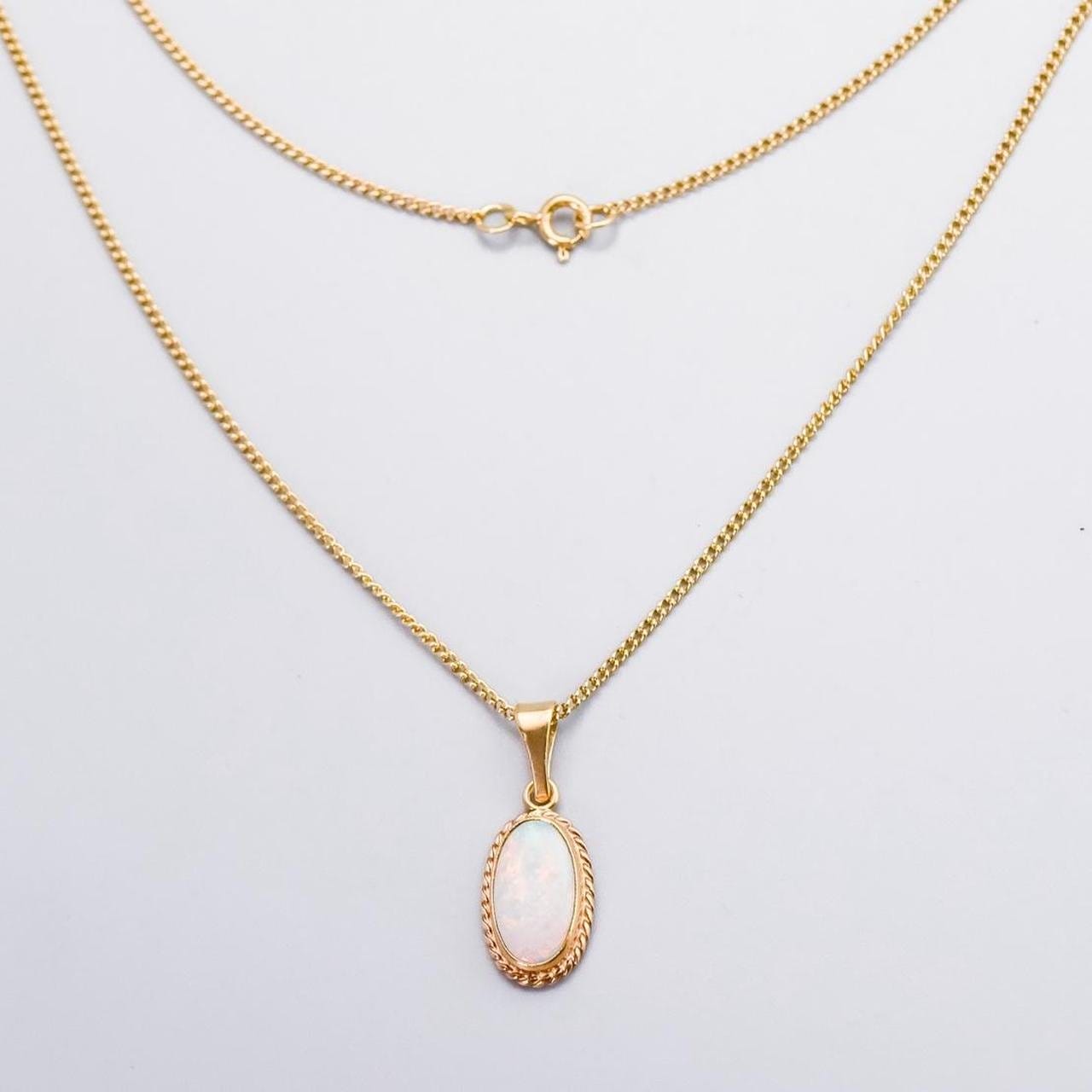 9K Gold Opal Pendant Necklace