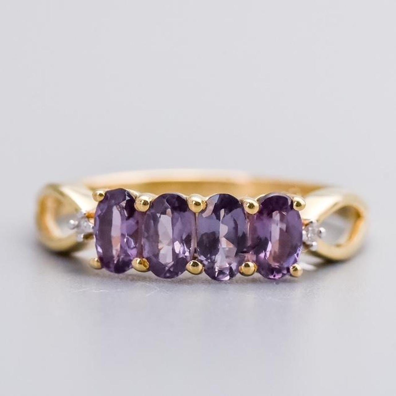 10K Gold Four Stone Amethyst Ring