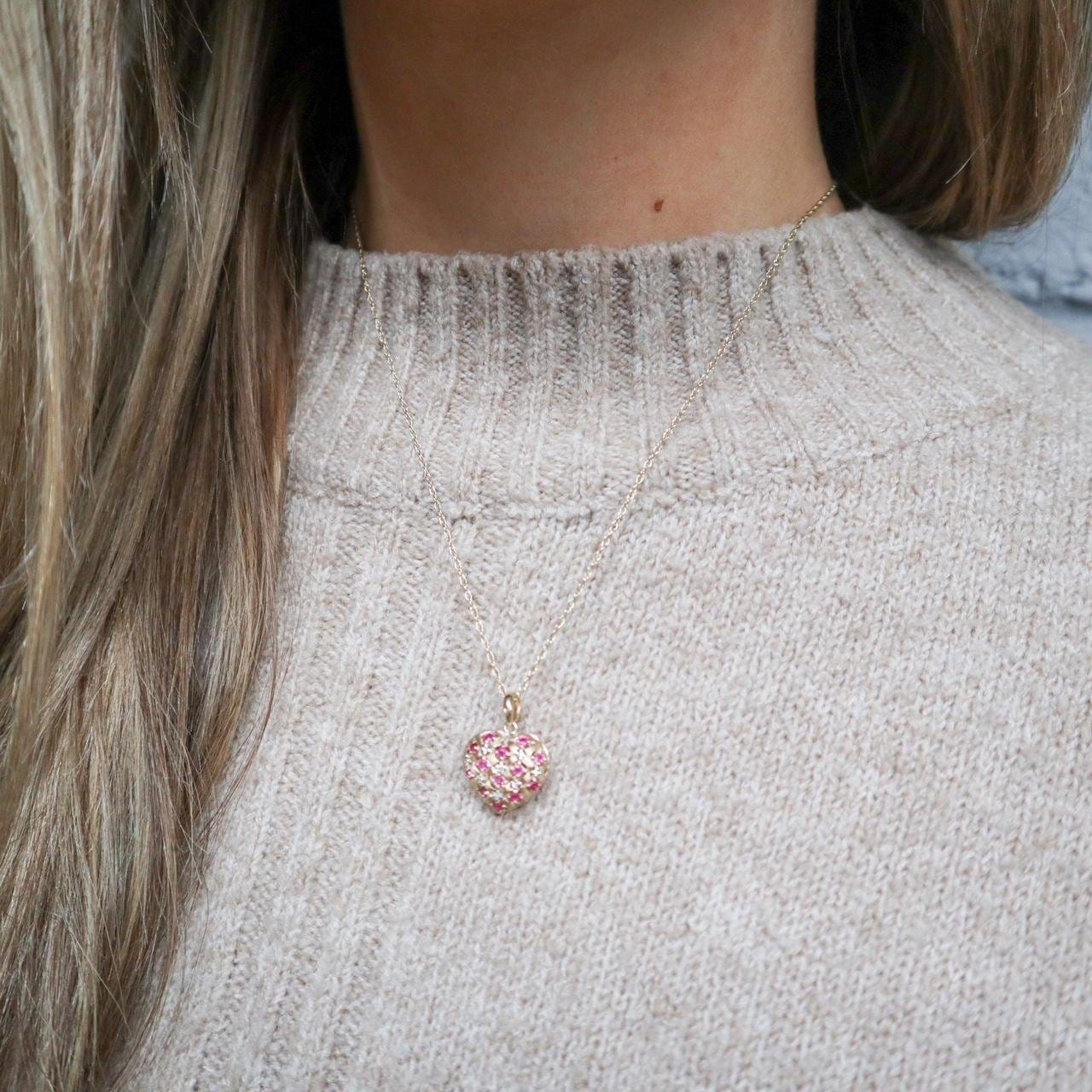 9K Gold Ruby Heart Pendant Necklace