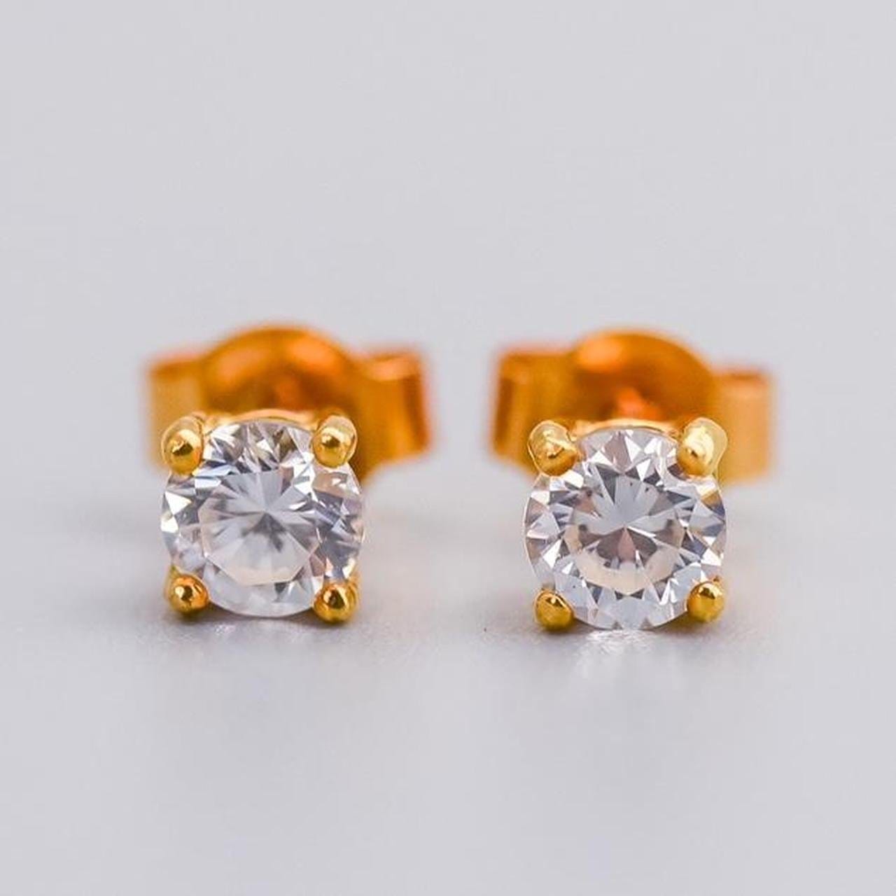 18K Gold CZ Stud Earrings