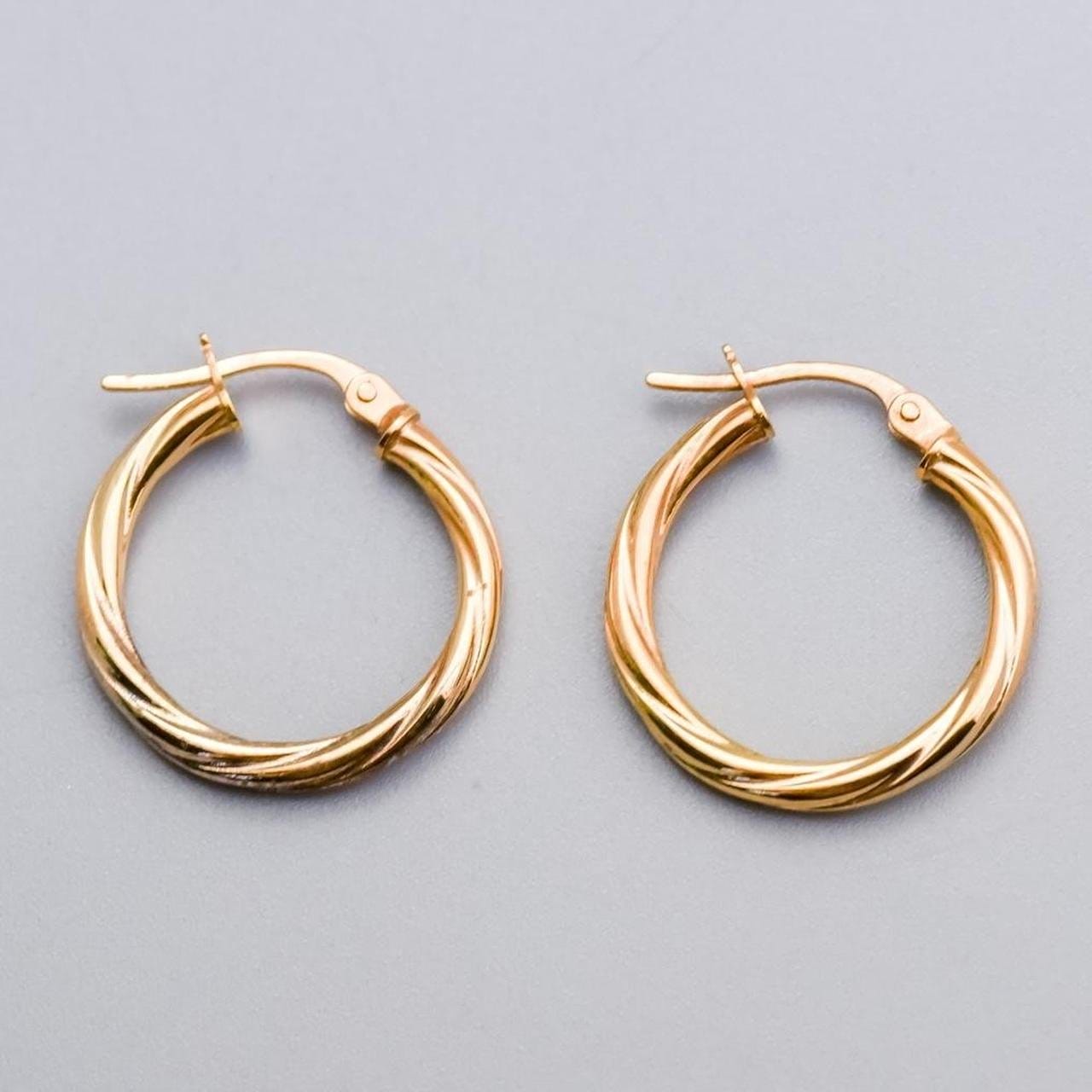 9K Gold Twisted Hoop Earrings