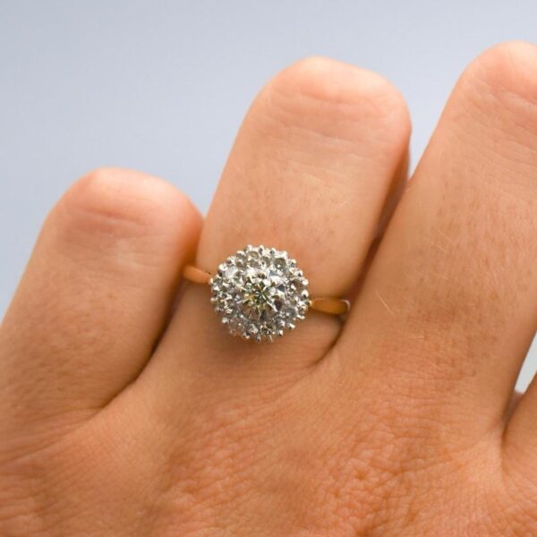 18K Gold Diamond Cluster Ring